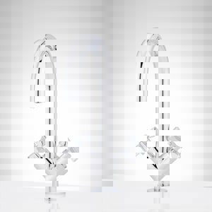 Two Handle Monoblock Bathroom Sink Faucet in Chrome